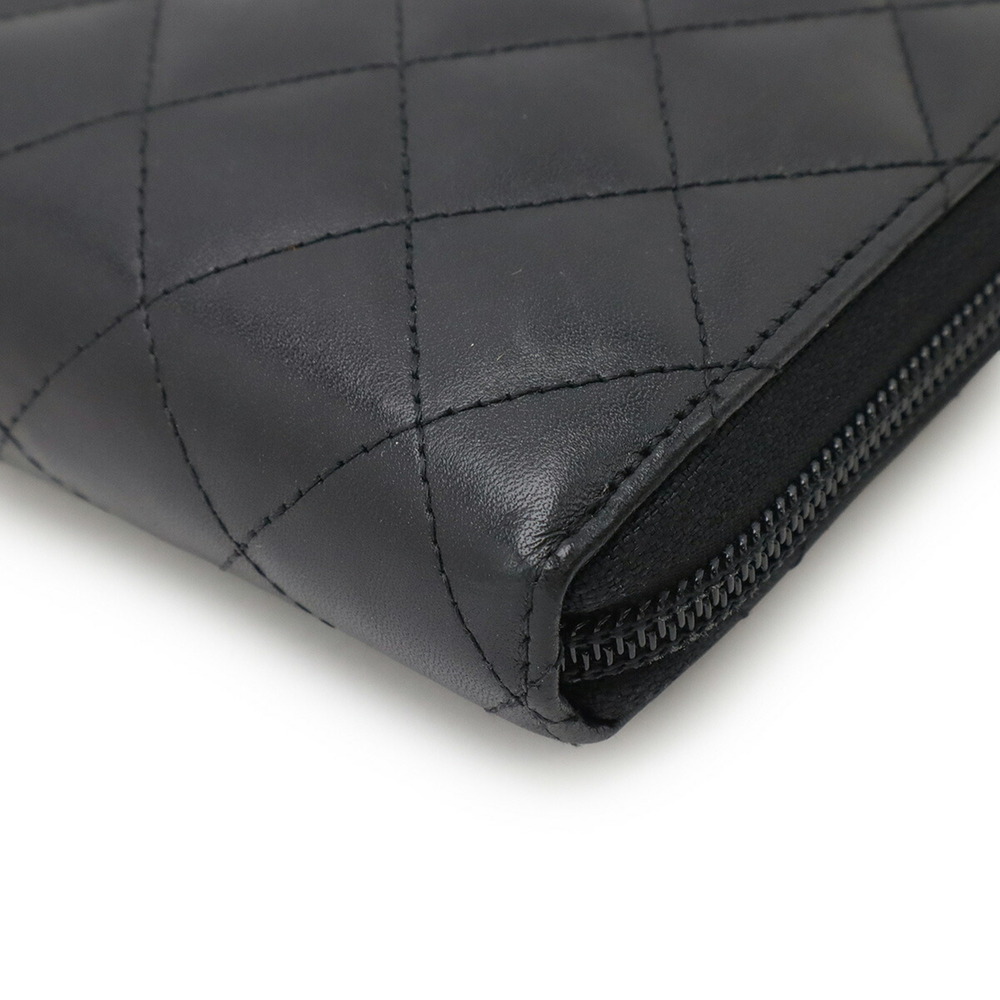 CHANEL Authentic Black Leather Logo Wallet - Picture 4 of 10